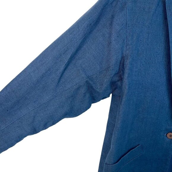 Finity Vintage 1980s Womens Blazer Size 12 Blue Pockets Pure Linen USA - Picture 6 of 10